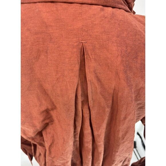 Eileen Fisher Rust Orange Crinkle Jacket tuck away Hood Size XS Nylon Blend - Picture 8 of 12